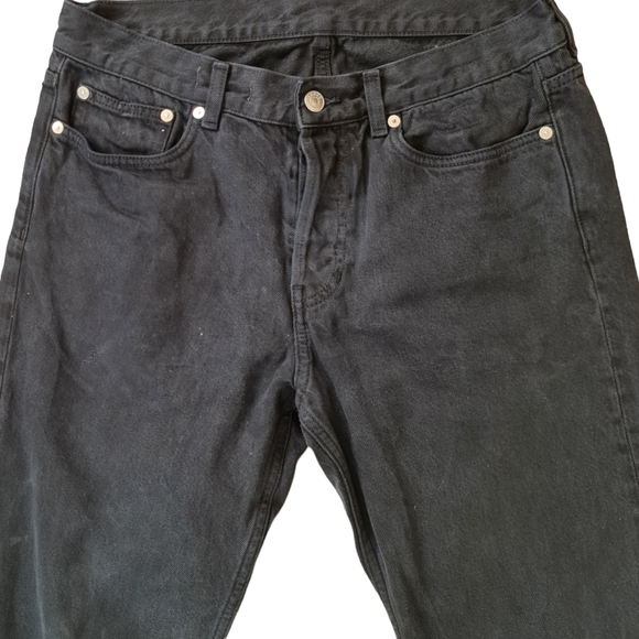 Arket Black Jeans Mens Organic Cotton Straight Leg Button Fly W31 L27 - Picture 2 of 5
